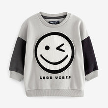 Load image into Gallery viewer, Monochrome Smile Bouclé Crew Neck Sweatshirt (3mths-5yrs)
