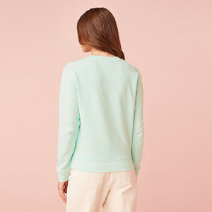 Mint Green Sparkle Embellished Sweatshirt