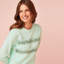 Load image into Gallery viewer, Mint Green Sparkle Embellished Sweatshirt
