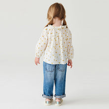 Load image into Gallery viewer, Cream Disty Printed Cotton Ruffle Blouse (3mths-6yrs)
