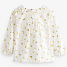 Load image into Gallery viewer, Cream Disty Printed Cotton Ruffle Blouse (3mths-6yrs)
