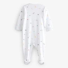 Load image into Gallery viewer, White 4 Pack Baby Printed Sleepsuits (0mth-12mths)
