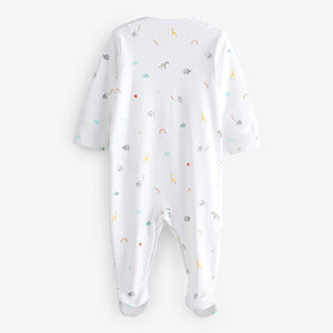 White 4 Pack Baby Printed Sleepsuits (0mth-12mths)