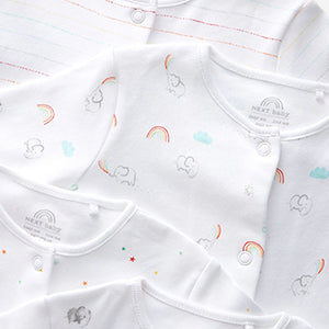 White 4 Pack Baby Printed Sleepsuits (0mth-12mths)
