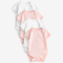 Load image into Gallery viewer, Pink/White Bunny 4 Pack Baby Short Sleeve Bodysuits (0mth-18mths)
