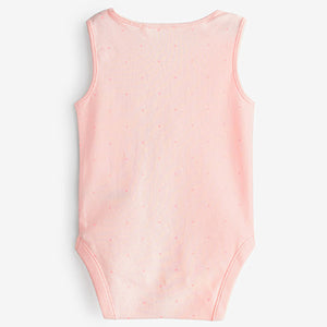 Pink/White Vests 4 Pack (0mth-18mths)