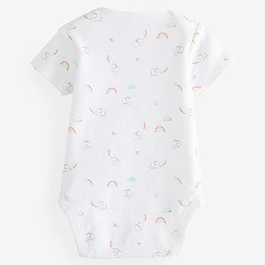 White Animal 4 Pack Baby Printed Short Sleeve Bodysuits (0mth-18mths)