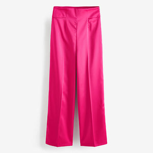 Pink Satin Super Wide Leg Trousers