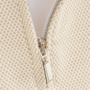 White/Tan Texture Short Sleeve Zip Neck Polo Shirt (3-12yrs)