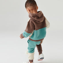 Load image into Gallery viewer, Mint Green / Brown Colourblock Jersey Tracksuit (3mths-5yrs)
