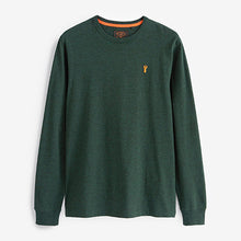 Load image into Gallery viewer, Dark Green Marl Stag Regular Fit Long Sleeve T-Shirt
