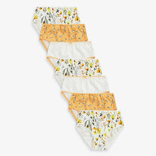 Load image into Gallery viewer, Ochre Yellow / Cream Floral 7 Pack Briefs (1.5-12yrs)
