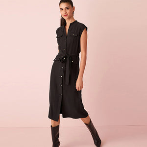 Black Sleeveless Utility Dress