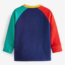 Load image into Gallery viewer, Blue Multicolour Cosy Colourblock Long Sleeve T-Shirt (3mths-6yrs)
