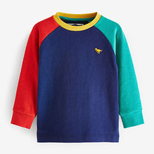 Load image into Gallery viewer, Blue Multicolour Cosy Colourblock Long Sleeve T-Shirt (3mths-6yrs)
