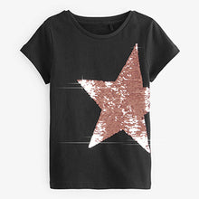 Load image into Gallery viewer, Black/Gold Sequin Star T-Shirt (3-12yrs)
