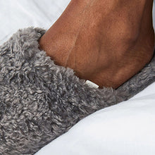 Load image into Gallery viewer, Grey Faux Fur Cosy Mule Slippers
