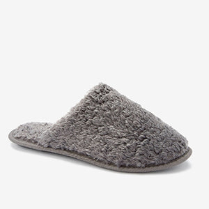 Grey Faux Fur Cosy Mule Slippers