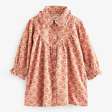 Load image into Gallery viewer, Pink Geo Cord Frill Collar Shirt Dress (3mths-6yrs)

