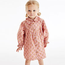 Load image into Gallery viewer, Pink Geo Cord Frill Collar Shirt Dress (3mths-6yrs)
