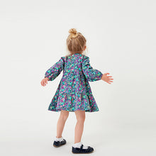 Load image into Gallery viewer, Navy Floral Tiered Jersey Dress (3mths-6yrs)

