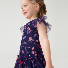 Load image into Gallery viewer, Navy Blue/Pink Sequin Embellished Mesh Party Dress (3mths-6yrs)
