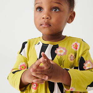 Green Panda Character Long Sleeve Jersey Dress (3mths-6yrs)