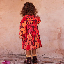 Load image into Gallery viewer, Red Orange Floral Collar Tea Dress (3mths-6yrs)
