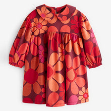 Load image into Gallery viewer, Red Orange Floral Collar Tea Dress (3mths-6yrs)
