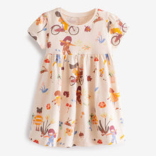 Load image into Gallery viewer, Cream Girl Character Short Sleeve Jersey Dress (3mths-6yrs)
