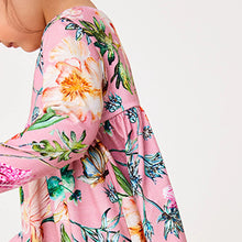 Load image into Gallery viewer, Pink Floral Long Sleeve Jersey Dress (3mths-6yrs)
