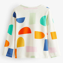Load image into Gallery viewer, White /Bright Shapes Long Sleeve Rib T-Shirt (3mths-6yrs)
