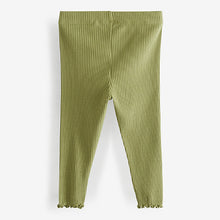 Load image into Gallery viewer, Khaki Green Rib Jersey Leggings (3mths-6yrs)
