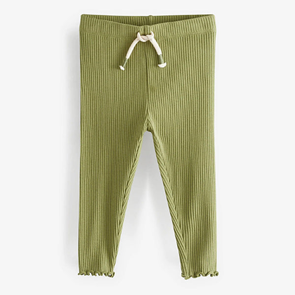 Khaki Green Rib Jersey Leggings (3mths-6yrs)