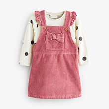 Load image into Gallery viewer, Pink 2 Piece Baby Pinafore Dress And Bodysuit Set (0mths-18mths)
