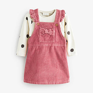 Pink 2 Piece Baby Pinafore Dress And Bodysuit Set (0mths-18mths)