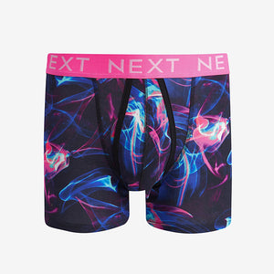 4 Pack Black Neon Print A-Front Boxers