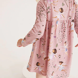 Pink Fairy Long Sleeve Jersey Dress (3mths-6yrs)