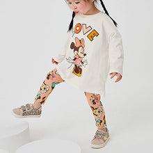 Load image into Gallery viewer, Ecru/Pink Minnie Mouse Cotton T-Shirt And Leggings Set (3mths-6yrs)
