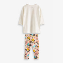 Load image into Gallery viewer, Ecru/Pink Minnie Mouse Cotton T-Shirt And Leggings Set (3mths-6yrs)
