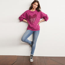 Load image into Gallery viewer, Berry Red Foil Sparkle Heart Graphic Sweatshirt
