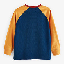 Load image into Gallery viewer, Blue/Green 3 Pack Long Sleeve Cosy Waffle Raglan T-Shirt (3-12yrs)

