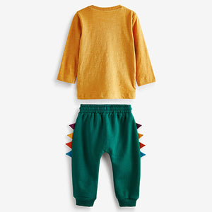Yellow/ Green Long Sleeve Appliqué T-Shirt And Joggers Set (3mths-6yrs)