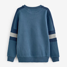 Load image into Gallery viewer, Blue Crew Neck Colourblock Sweatshirt (3-12yrs)
