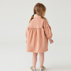 Soft Orange Cotton Shirt Dress (3mths-6yrs)