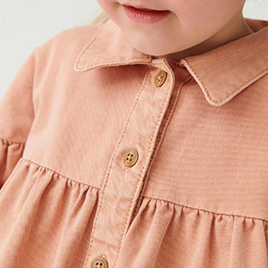 Soft Orange Cotton Shirt Dress (3mths-6yrs)