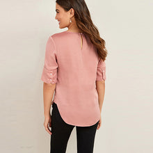Load image into Gallery viewer, Blush Pink Satin Formal T-Shirt Top
