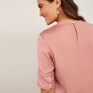 Blush Pink Satin Formal T-Shirt Top