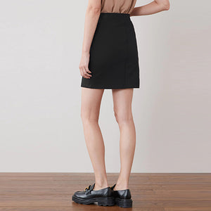 Black Ponte Zip Detail Mini Skirt