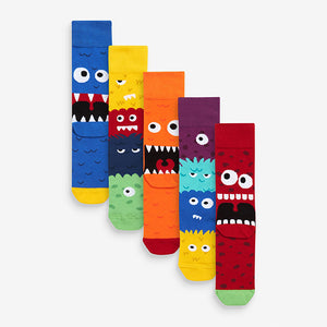 5 Pack Bright Monster Pattern Socks